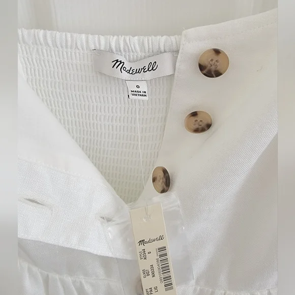 NWT Madewell Linen-Cotton Cami Button-Front Midi Dress, Size 0 - Picture 12 of 12